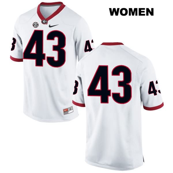 Georgia Bulldogs Women's Isaac Mize #43 NCAA No Name Authentic White Nike Stitched College Football Jersey PVU3256LS